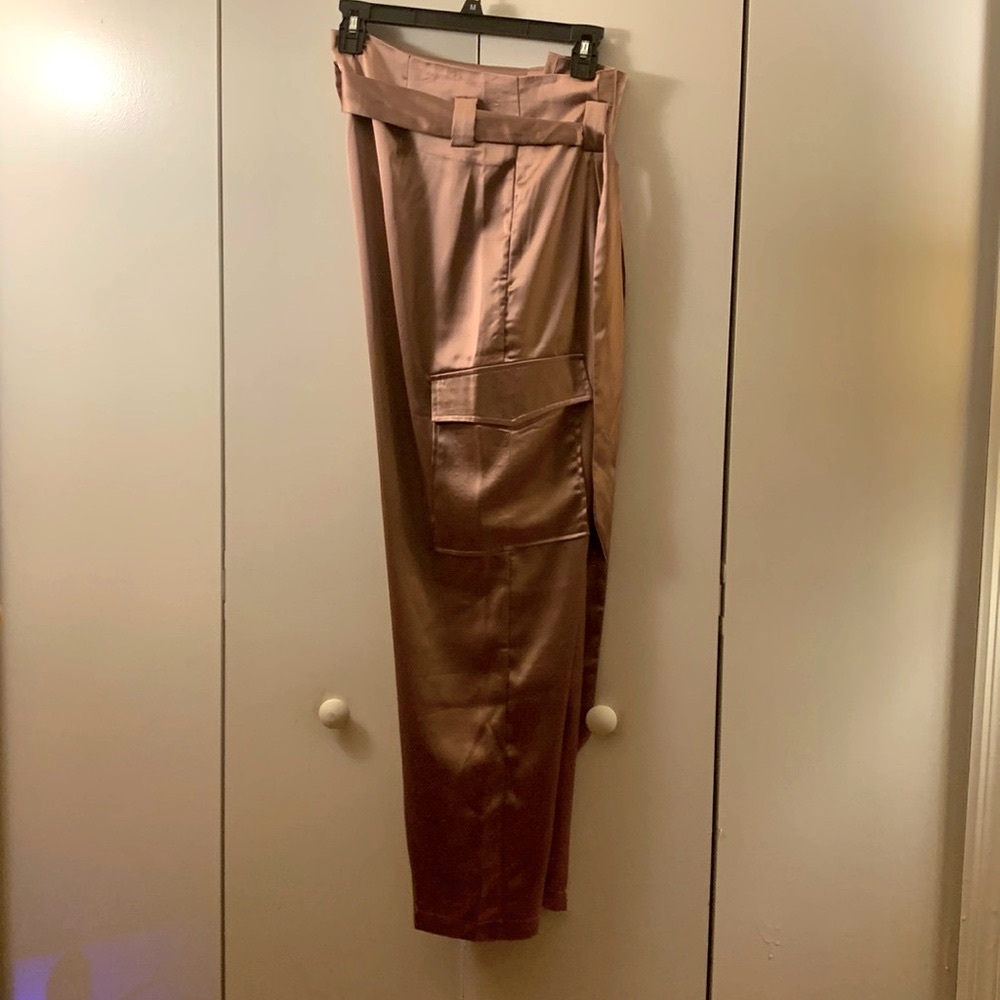 NWT Gee Gee High Waist Satin Cargo Style Pants